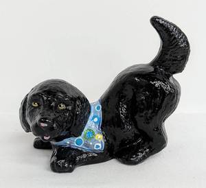 lot 42 image: Fenton Glass Black Lab Dog Figurine