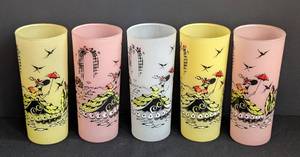 lot 45 image: Pastel Frosted Glass Southern Belle Tumbler Set