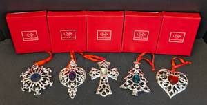 lot 55 image: Lenox Bejeweled Silver Plated Ornaments
