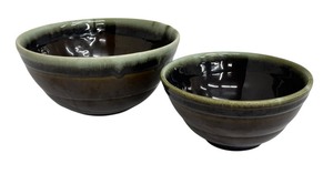 lot 112 image: Set of 2 Vintage Mid Century Glazed Pottery Bowls