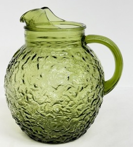 lot 137 image: Avocado Green Vintage Anchor Hocking Lido Milano Ball Pitcher