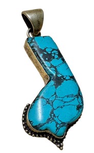 lot 15M image: Sterling Silver Turquoise Pendant, Approximately 2