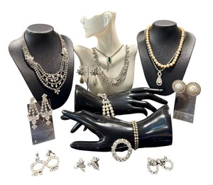 lot 31G image: Collection of Vintage Faux Pearl and Rhinestone Jewelry, Featuring Les Bernard Necklace