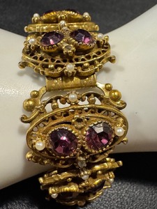 lot 37G image: Vintage Victorian Style Bracelet with Purple Stones