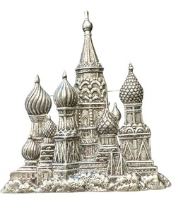 lot 40G image: Vintage JJ Silver Tone Russian Kremlin Brooch Pin