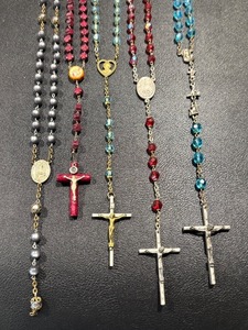 lot 42M image: Collection of 5 Vintage Rosaries with Various Beads