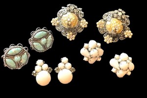 lot 49G image: Set of 8 Vintage Clip and Screw Back Earrings - Assorted Styles