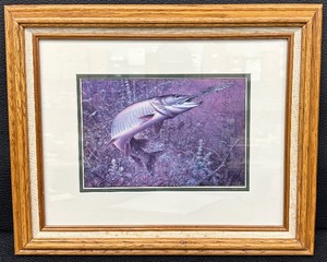 lot 178 image: Esox Fable Muskie by Wildlife Artist Scott Zoellick Print - Framed and Matted (1990)
