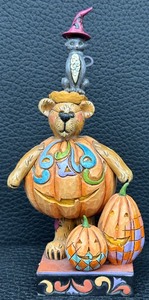 lot 70S image: Jim Shore Bearstone Collection - Gourdy Punkinbeary Midnight Bearstone