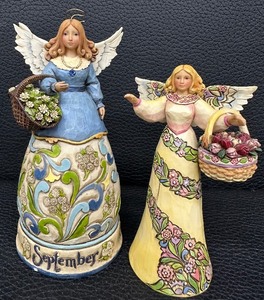 lot 122S image: Jim Shore Heartwood Creek Angels with Baskets of Flowers Figurines
