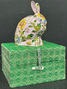 lot 135 image: Lovely Chinese Cloisonn Style Rabbit with Box