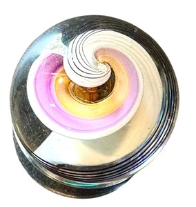 lot 20H image: One Inch Handblown Art Glass Marble with Swirling Color Patterns