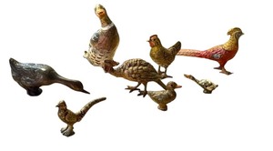 lot 24B image: Set of 8 Antique Austrian Cold Painted Bronze Bird Miniatures