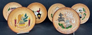 lot 173 image: A Sweet Collection of Pennington and Glenview Pottery Stuman Yuletide Plates