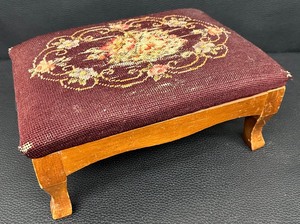 lot 132S image: Antique Needlepoint Footstool