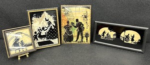 lot 172 image: Vintage Silhouette Reverse Painted Glass Pieces