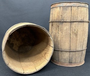 lot 182 image: A Pair of Vintage Wood Barrels  Nail Kegs