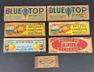 lot 115A image: Vintage Wooden Crate Advertising Plaques - Lot of 7