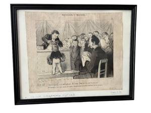 lot 9X image: Framed Original Lithograph by Daumier, Professeurs et Moutards