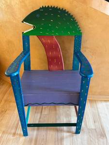 lot 15X image: Unique Hand Painted Wooden Chair from Belize
