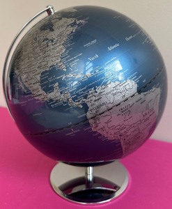 lot 145A image: Beautiful Blue and Silver Table Top World Globe
