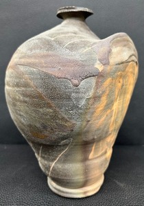 lot 71X image: Handcrafted Art Pottery Vase with Unique Form and Textured Finish