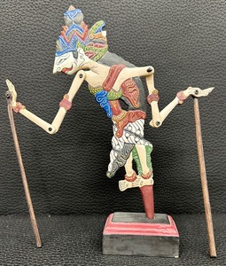 lot 190 image: Indonesian Wooden Articulated Puppet Figurine with Stand