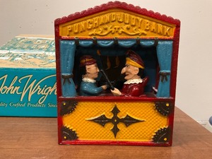 lot 9 image: John Wright mechanical bank punch & judy