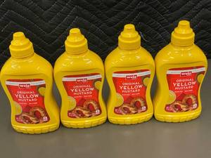 lot 18 image: Set of 4 Weis Quality Original Yellow Mustard Bottles 14 oz Each