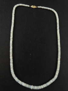 lot 21 image: Graduated Opal Rondelle 14K Yellow Gold Bead Necklace . New Old Stock -Estimated Replacement Value $550