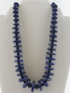 lot 25 image: Graduated Lapiz Lazuli Sterling Silver Bead Necklace. New Old Stock -Estimated Replacement Value $200