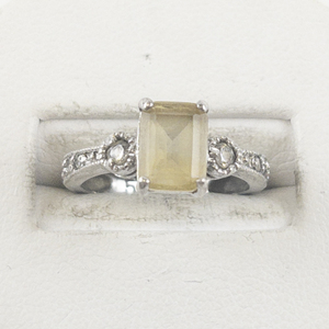 lot 35 image: Citrine & Cz Sterling Silver Ring. Size 4.75 - 5.