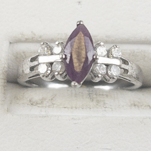 lot 36 image: Ruby & Cz Sterling Silver Ring. Size 5 - 5.25.