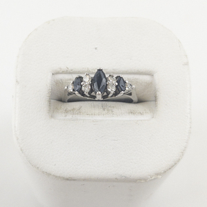 lot 39 image: Sapphire & Cz Sterling Silver Ring. Size 5 - 5.25.