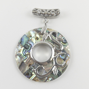 lot 69 image: Abalone Leafy Silver Tone Base Metal Slide Pendant (No Chain).