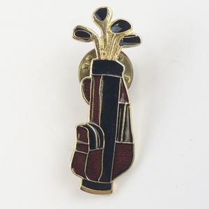 lot 93 image: Fish & Crown Enameled Gold Tone Base Metal Gold TieLapel Pin.