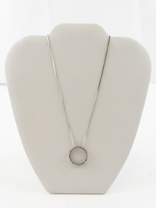 lot 99 image: Classic Cz Circle Sterling Silver Slide Pendant Necklace.