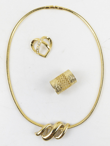 lot 122 image: Gold Plated opera Necklace & Three Slide Pendants..