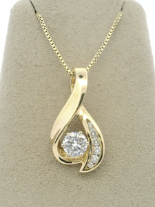 lot 3 image: 14K Yellow Gold 1.04ct Round Brilliant NATURAL Diamond Pendant Necklace. Appraised Value $14,000