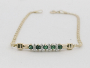 lot 11 image: Vintage Emerald & Diamond 14K Yellow Gold Bracelet.