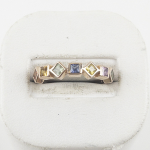 lot 12 image: Bangkok Ratnaraj Jewelers Multi-Colored Gemstone (Sapphire) 10K Rose Gold Ring. Size 8.5.