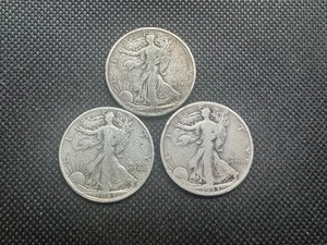 lot 23 image: (3) Circulated Walking Liberty Halves