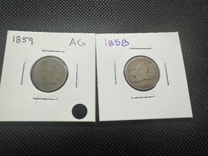 lot 28 image: 1958 Flying Eagle and 1859 Indianhead