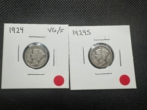 lot 39 image: 1924 P & S Mercury Dimes