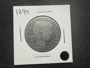 lot 56 image: 1894 Barber Half Dollar. Honest wear patina, pretty coin