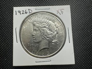 lot 70 image: 1926 D Better Date XF Peace Dollar. Very nice coin with nearly unbroken mint luster.