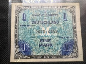 lot 83 image: 1944 Rarer, Uncirculated Allied Military Authority Eine Mark (see details below)