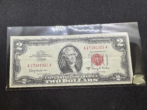 lot 124 image: 1963 Series A Red Seal $2 Bill