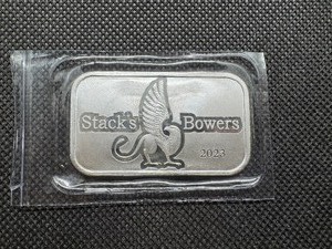 lot 61 image: 2023 Stacks & Bowers 1 oz Silver Bar