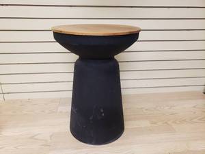 lot 15 image: Wooden  Metal stool 22 inches high and 14 12 inches wide
